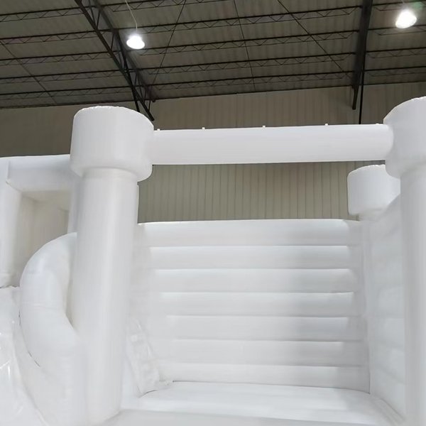 Kapalı Oyun Alanları için Beyaz Şişme Kale Kabarık Kaydırak