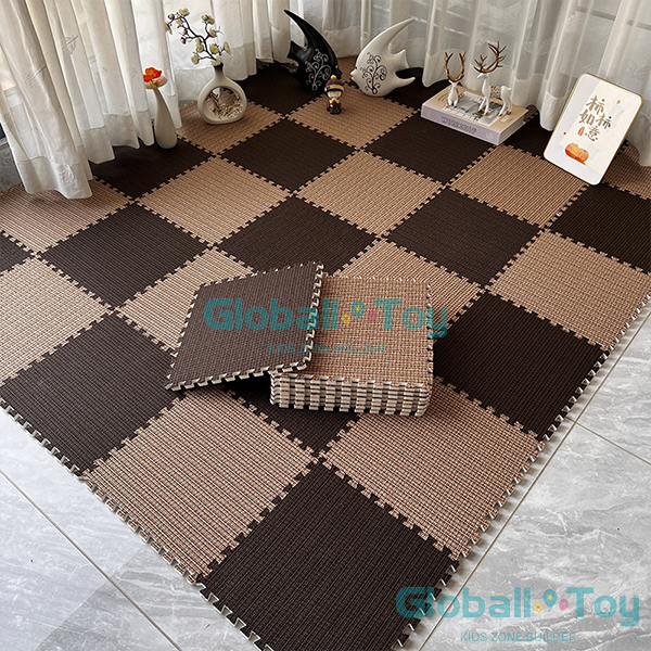 tapis de sol tiss&eacute; marron soft play chambre d'enfant