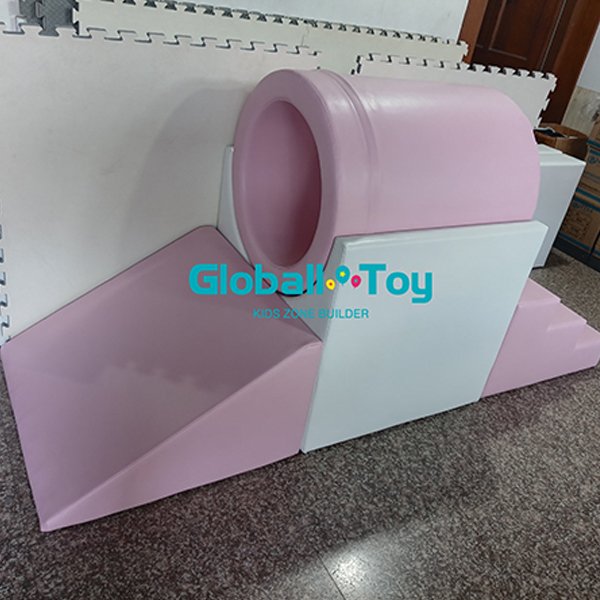 Tunnel de jeu doux, conception de rampe rose