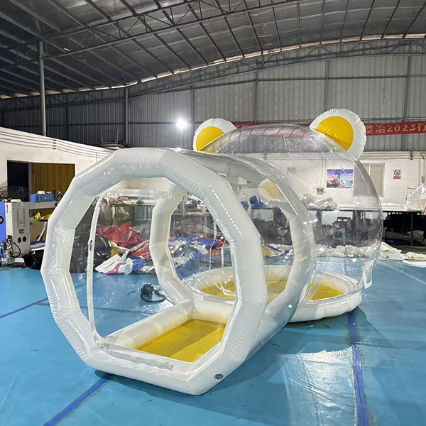 Casa a bolle gonfiabile con design a orecchie d'orso per il gioco morbido dei bambini