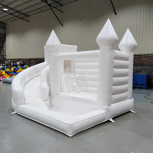 Casa de salto inflável branca de alta qualidade com corrediça de grau comercial combinação de castelo inflável para casamento para crianças ao ar livre aluguel de festa interna