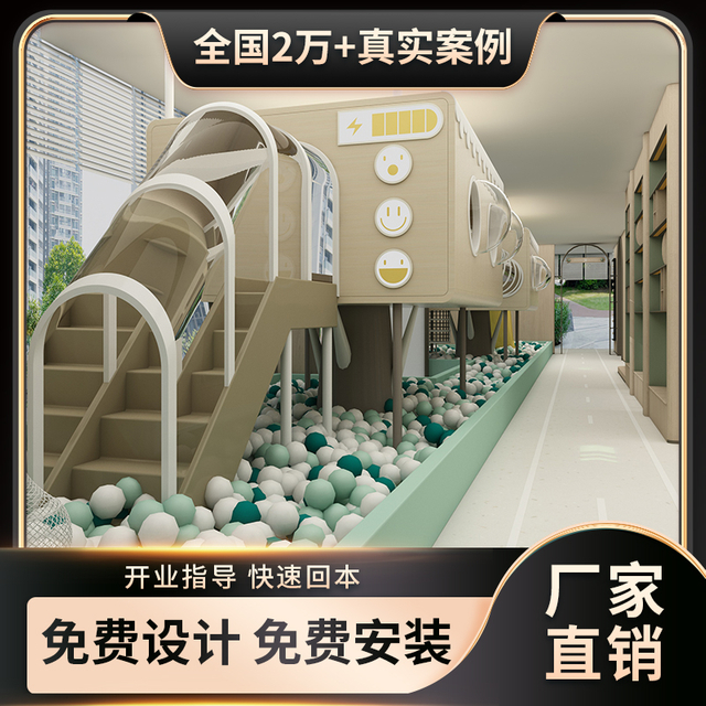 Aire de jeux intérieure personnalisée avec toboggans, piscine à balles et château à thème pour enfants – Sûr, coloré et entièrement installable