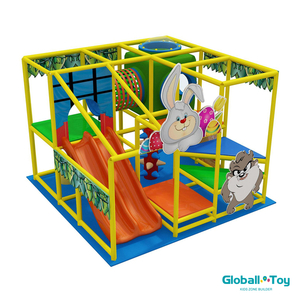 Design comercial de cubo de playground interno com túnel de slide e tubo