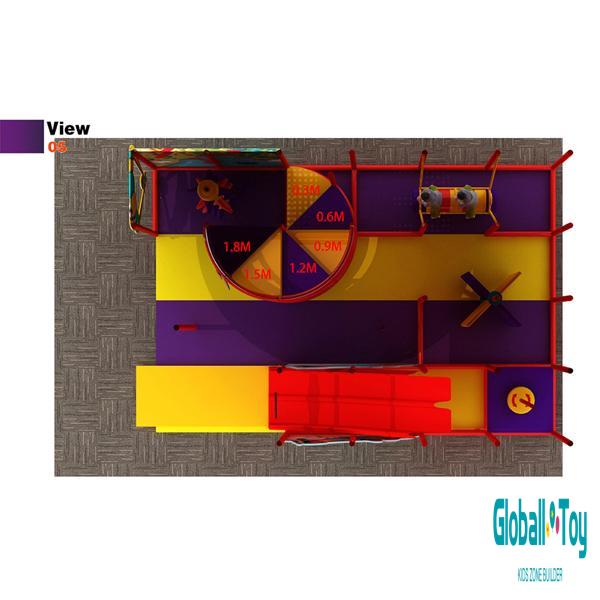 Indoor-Spielplatz im Flugzeug-Stil mit Spiralrutsche und Klettertunneln