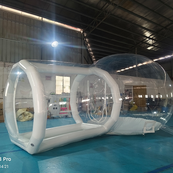 Tente d&ocirc;me de glamping gonflable transparente avec deux chambres