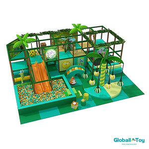 Diseño de parque inferior interior de dos niveles con equipos de gimnasio de actividades