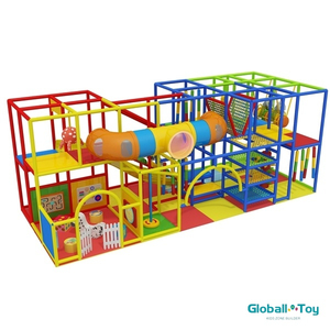 progettazione di parchi giochi commerciali al coperto con scivolo a tunnel e rete da arrampicata