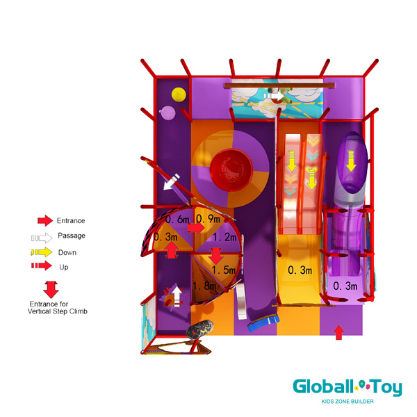 Average personnalisé Playground Play Play avec des modules de parcours d'obstacles