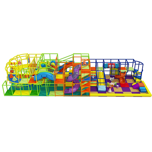 structure de jeu modulaire colorée avec portiques d'escalade et obstacles en mousse pour les enfants