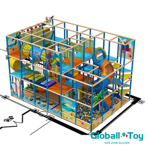 Tema Ocean Taman Bermain Indoor dengan Slide Tabung Spiral dan Ball Pit untuk Anak -anak