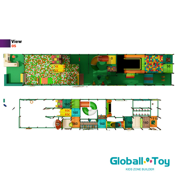 Fabricant clé en main de terrain de jeu intérieur doux, conception d'aménagement de 2200 cm