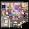 Diseño de área de juegos interior modular para centro de entretenimiento familiar.