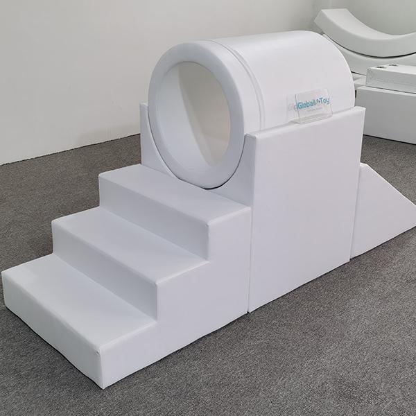 Merdiven ve kaydıraklı beyaz yumuşak oyun t&uuml;nel tırmanıcı seti