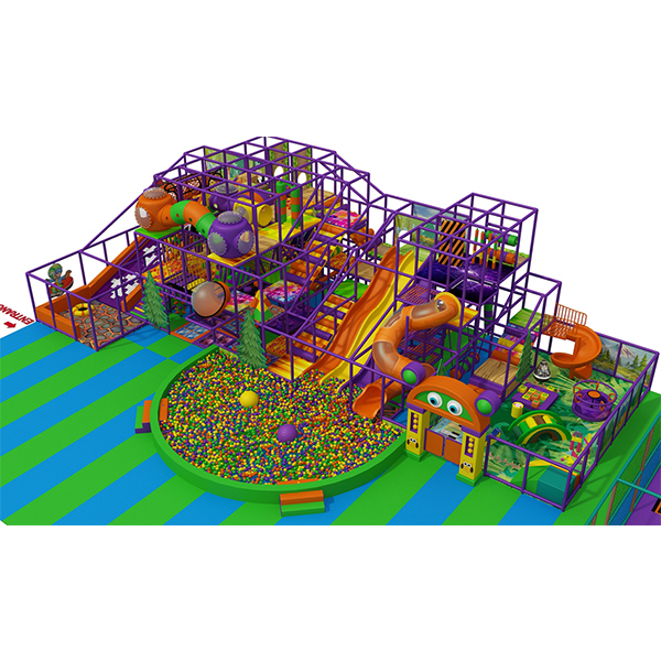 Kryty plac zabaw z trampoliną Soft Play z torem przeszk&oacute;d i spiralnymi zjeżdżalniami dla dzieci