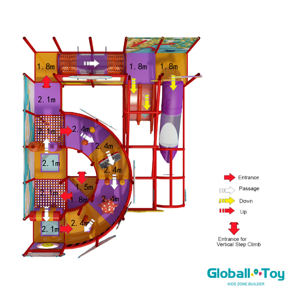 Conception compacte de l'aire de jeux intérieure 24 x 19ft avec décorations d'avion