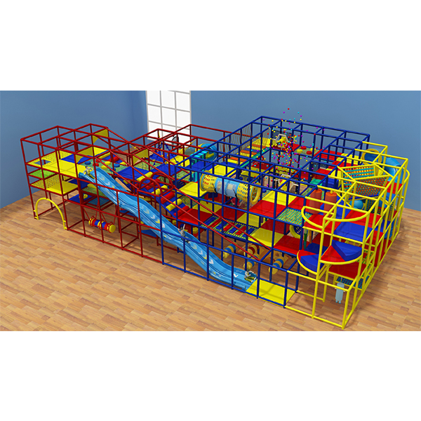 colorato parco giochi al coperto con tunnel di scivoli e vasca con palline per centro di intrattenimento per bambini