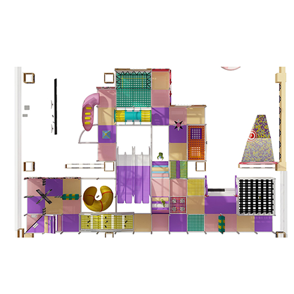 Plano de planta del patio interior con tema de dulces para proyecto comercial