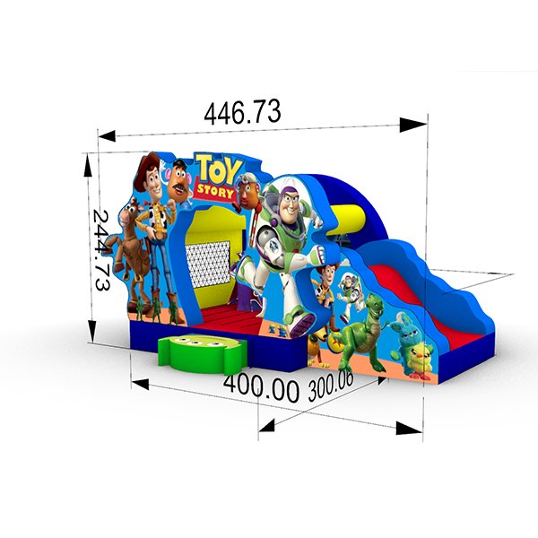 Tırmanma ve kayma kombinasyonuna sahip Şişme Oyuncak Hikayesi fedaisi