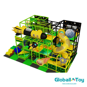 Indoor -Spielzone mit Raumschiff -Design -Spiralrutsche und kommerzieller Spielstruktur