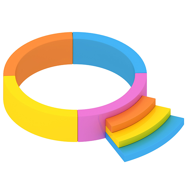 Fabricant de fosse de jeu souple multicolore avec marches